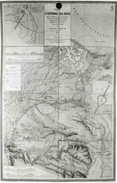 Carte préparatoire du canal de Suez, 1855 - French School